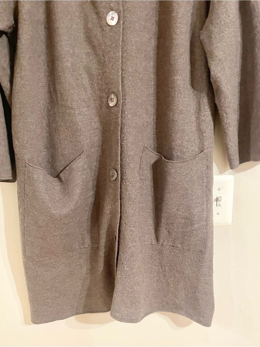 Gudrun Sjoden 10 Color Gray 100% Wool  Long Cardigan Jacket Lagenlook Sz XL- EUC - Picture 4 of 12